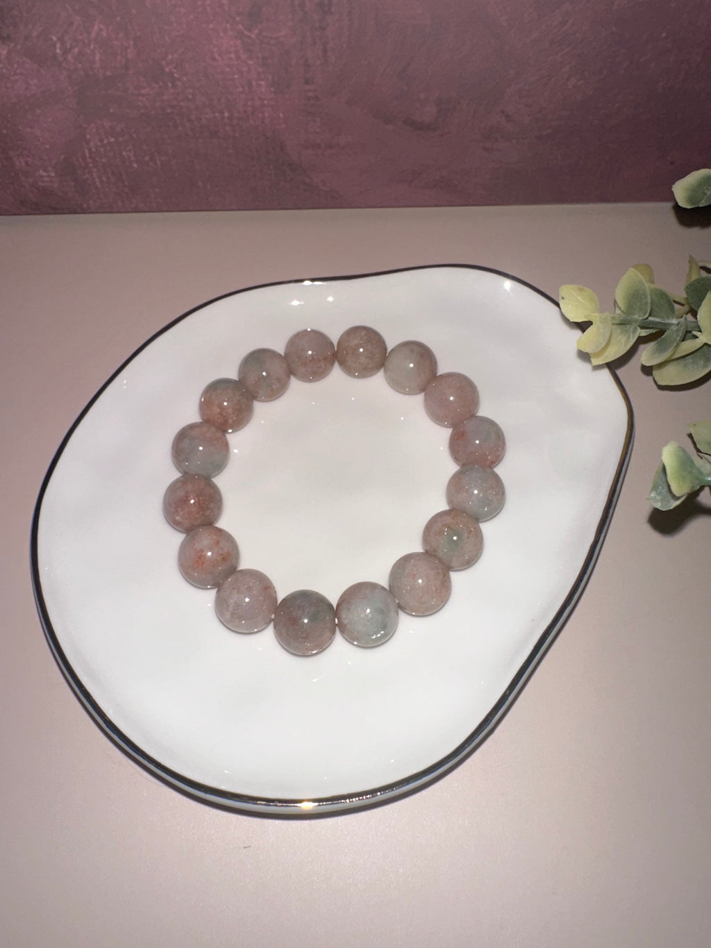 Natural Type A Peach & Cream Jadeite Bead Bracelet