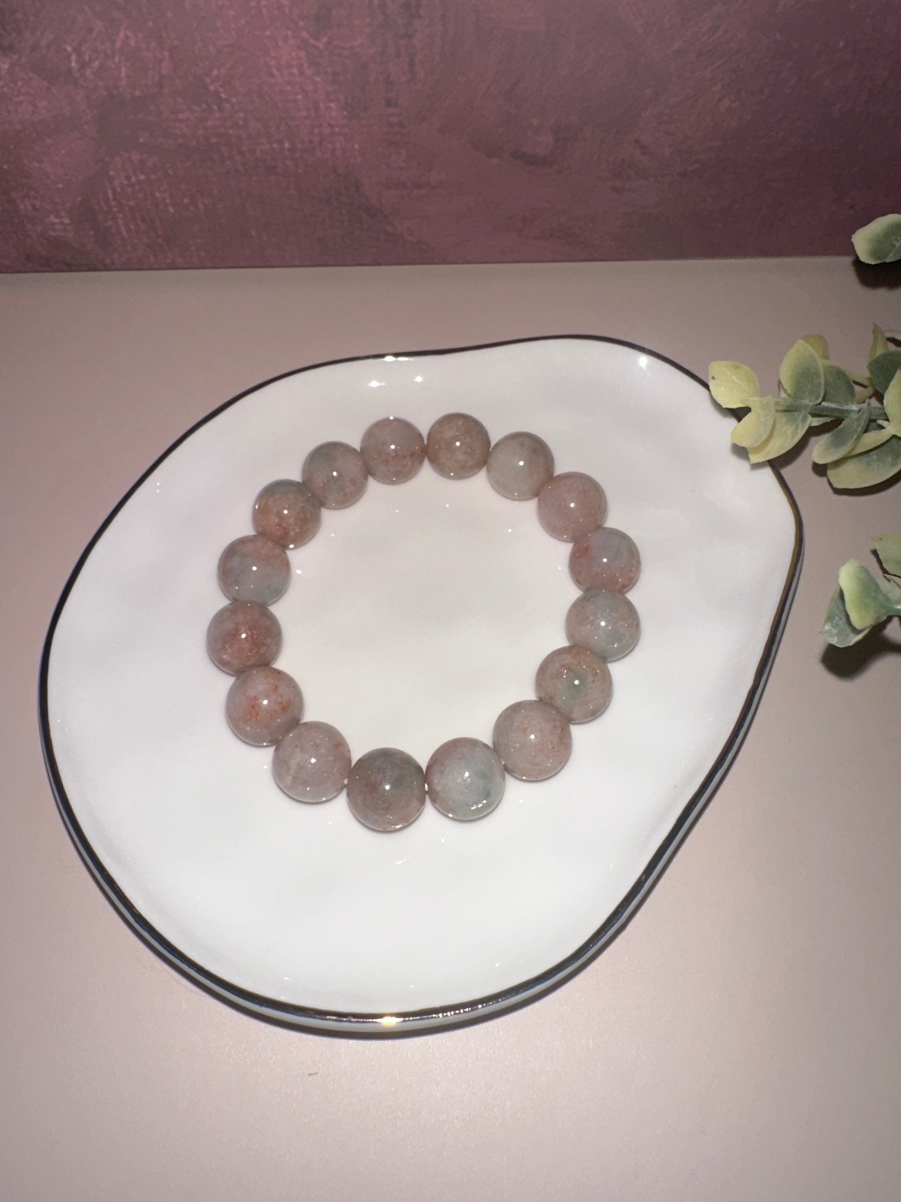 Natural Type A Peach & Cream Jadeite Bead Bracelet