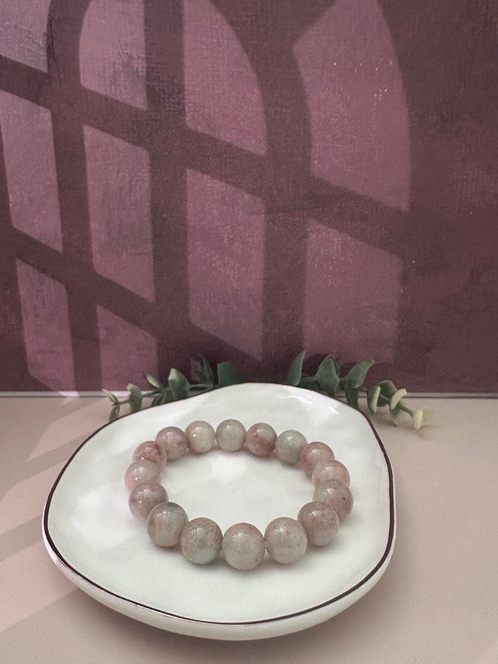 Natural Type A Peach & Cream Jadeite Bead Bracelet