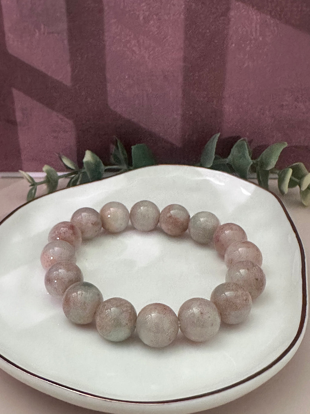 Natural Type A Peach & Cream Jadeite Bead Bracelet