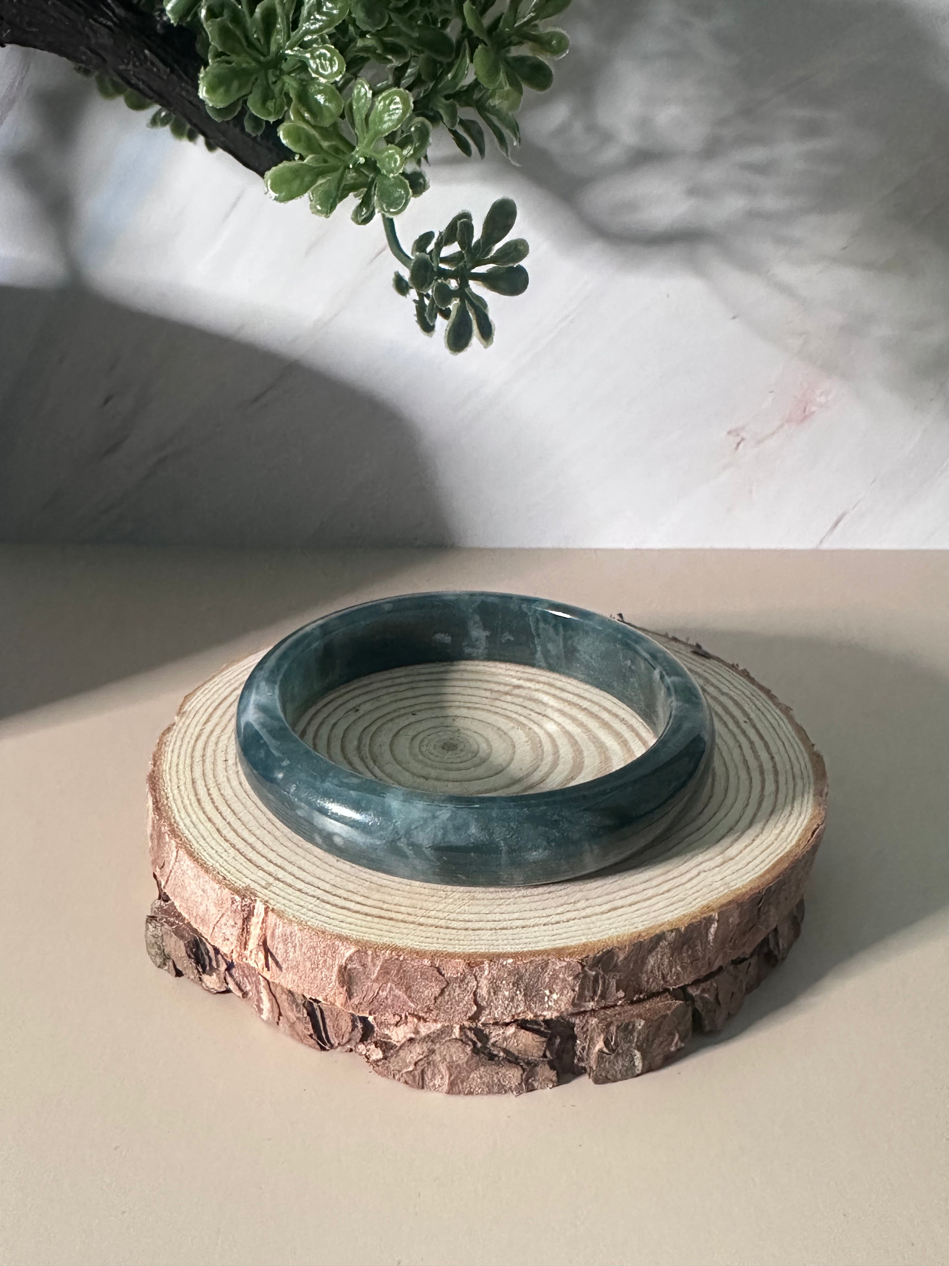 Blue Water Jadeite Bangle (Sz 52.7)