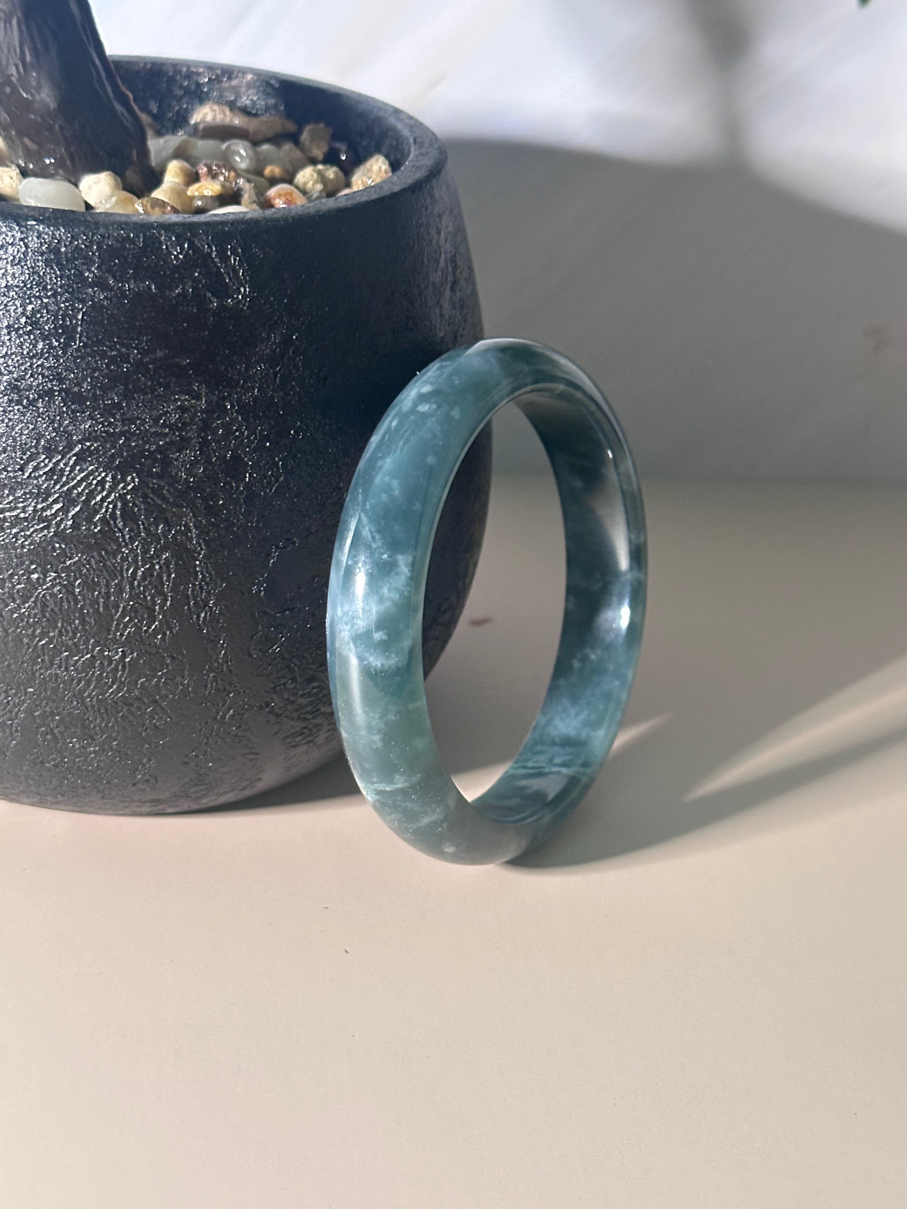 Blue Water Jadeite Bangle (Sz 52.7)
