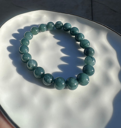Blue Water Jadeite Bead Bracelet