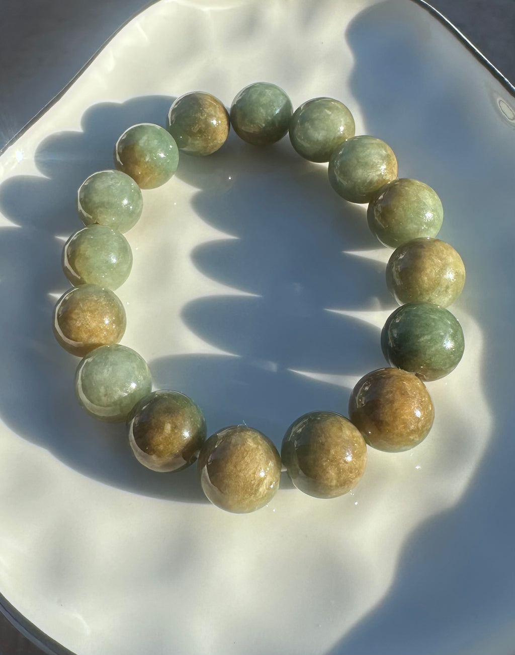Olive Wūjī Jadeite Bead Bracelet