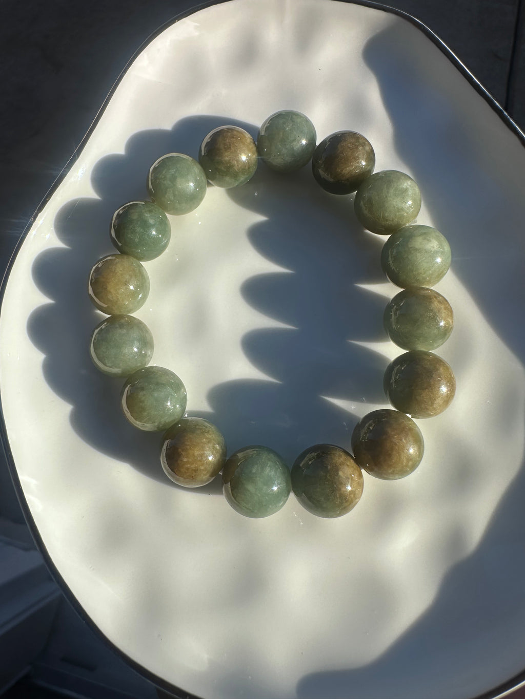 Olive Wūjī Jadeite Bead Bracelet