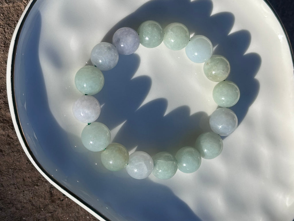 Lavender Mist Jadeite Bead Bracelet