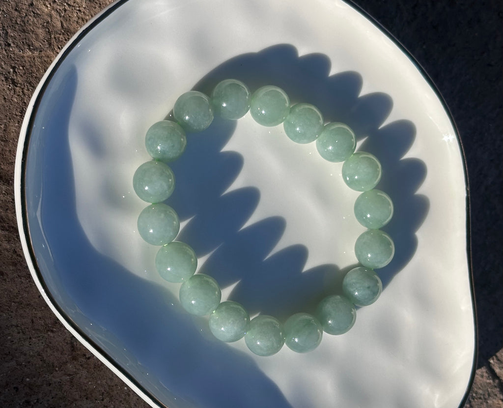 Pale Mist Jadeite Bead Bracelet