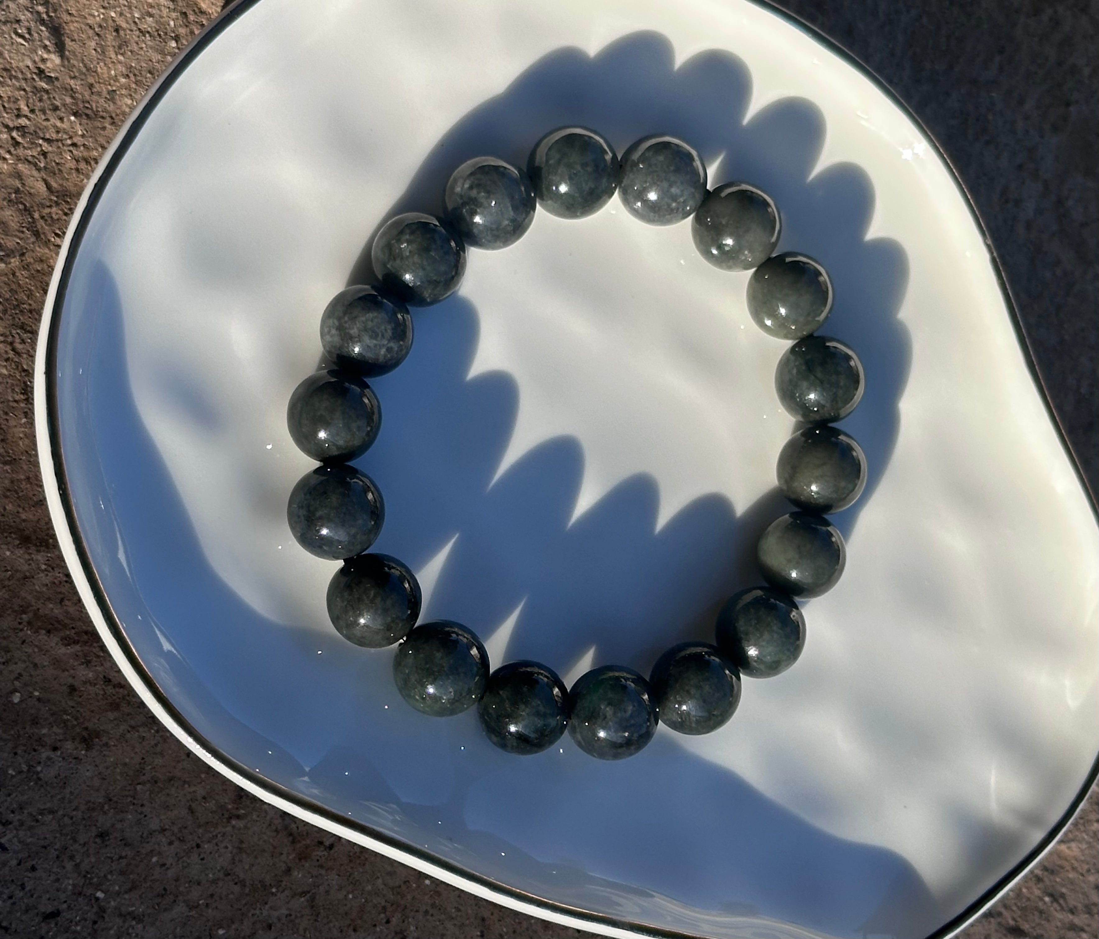 Black Wūjī Jadeite Bead Bracelet