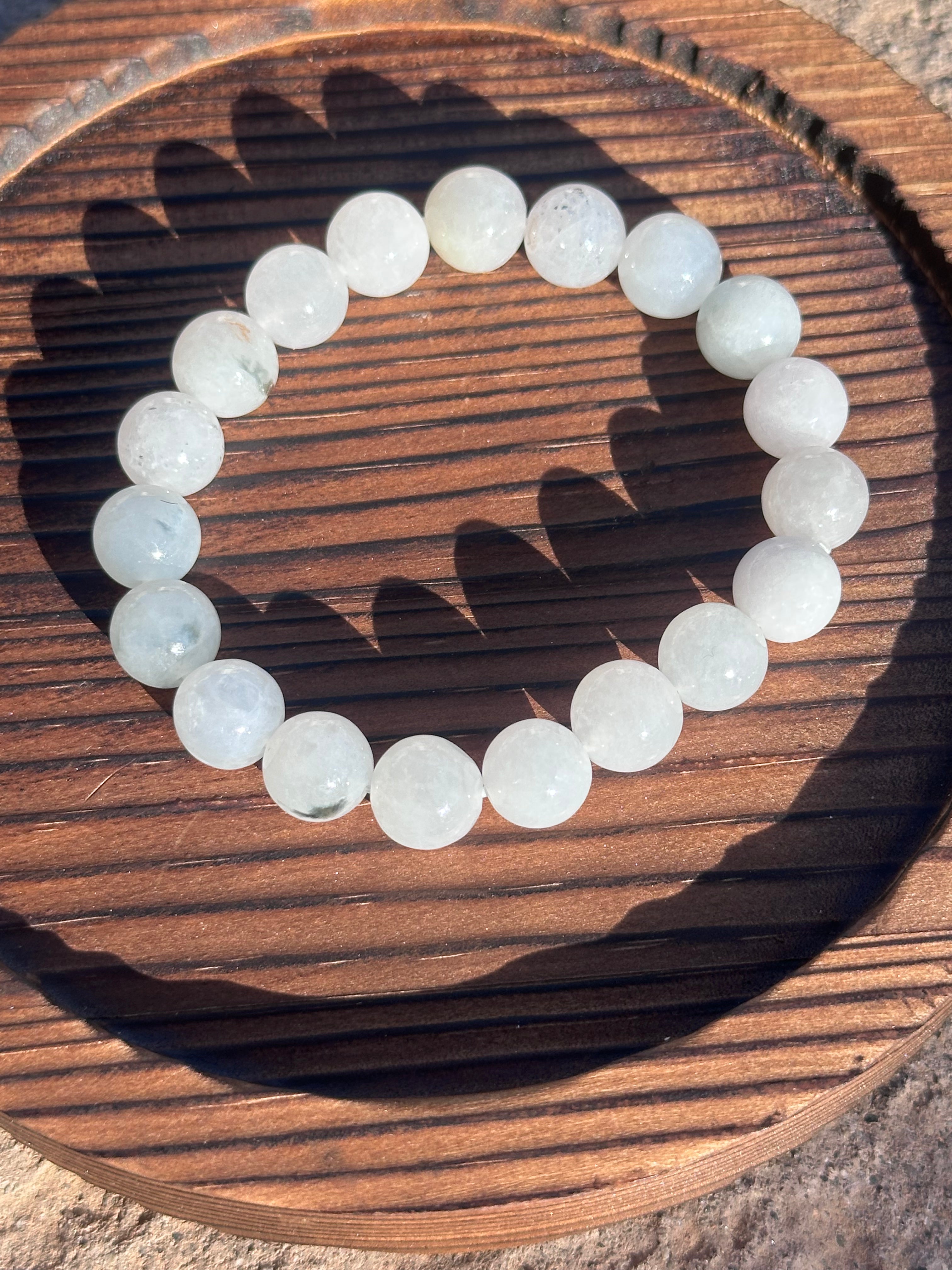 Icy White & Wuji Jadeite Bead Bracelet