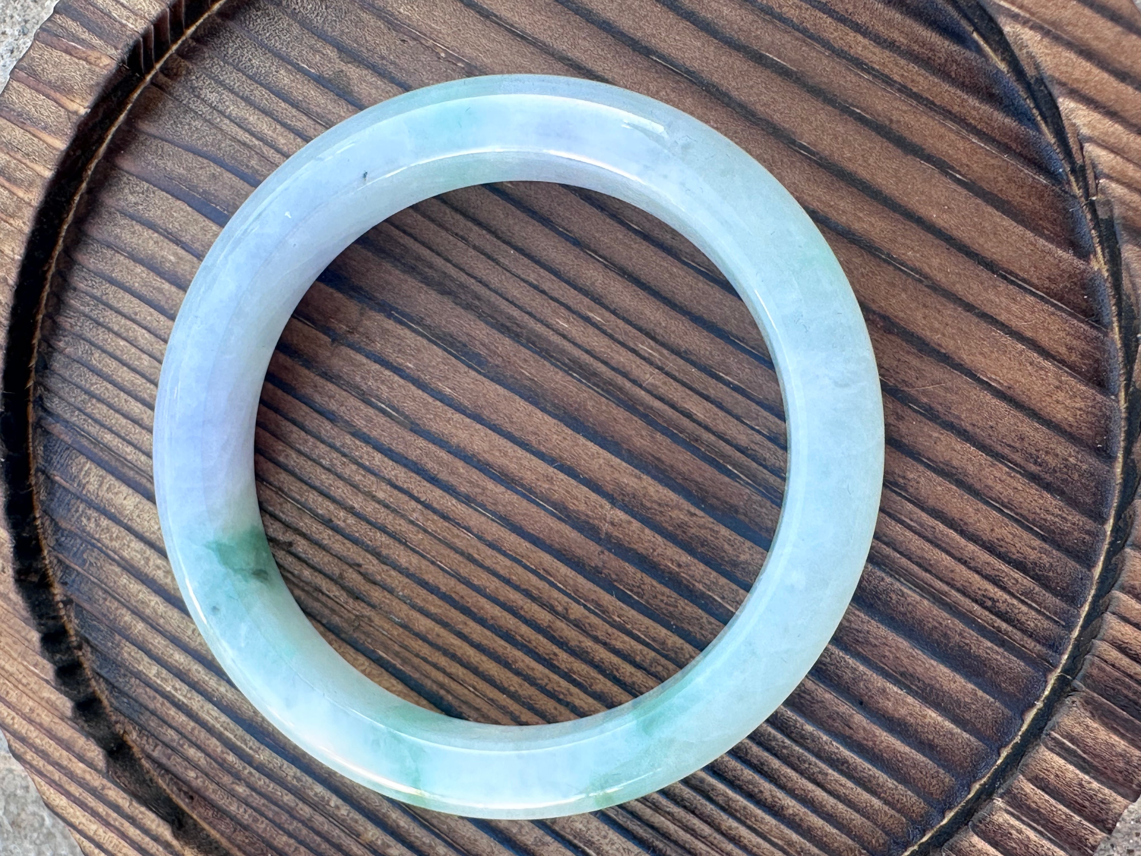 Icy Lavender-Green Jadeite Bangle (Sz 54.0)