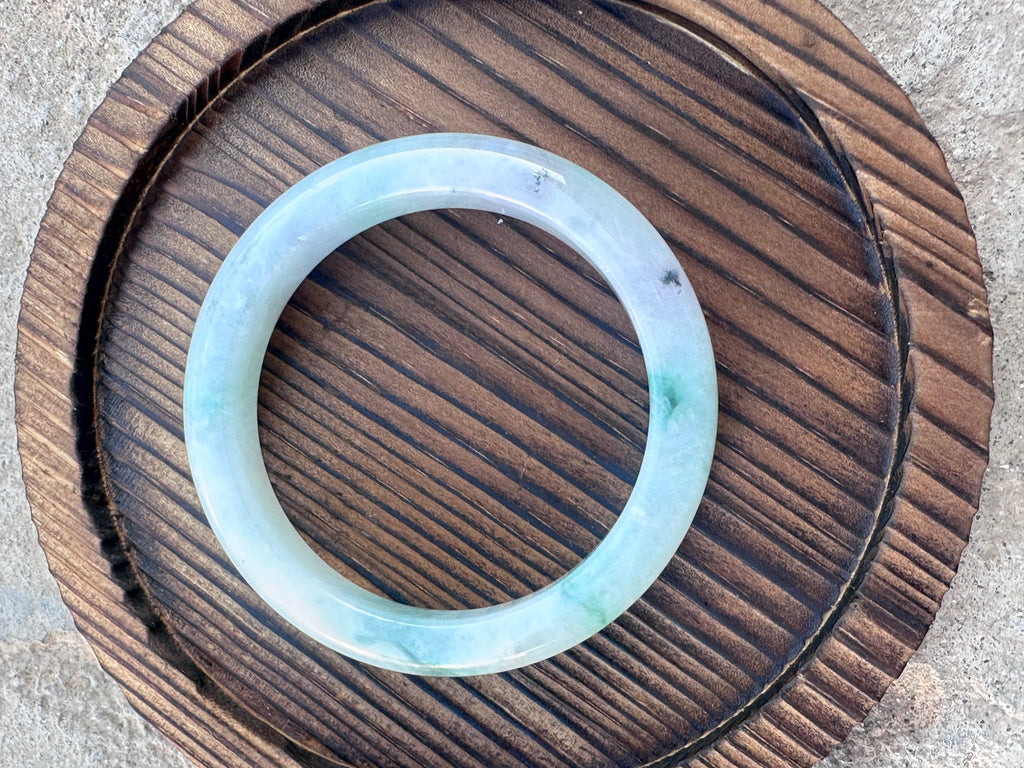 Icy Lavender-Green Jadeite Bangle (Sz 54.0)