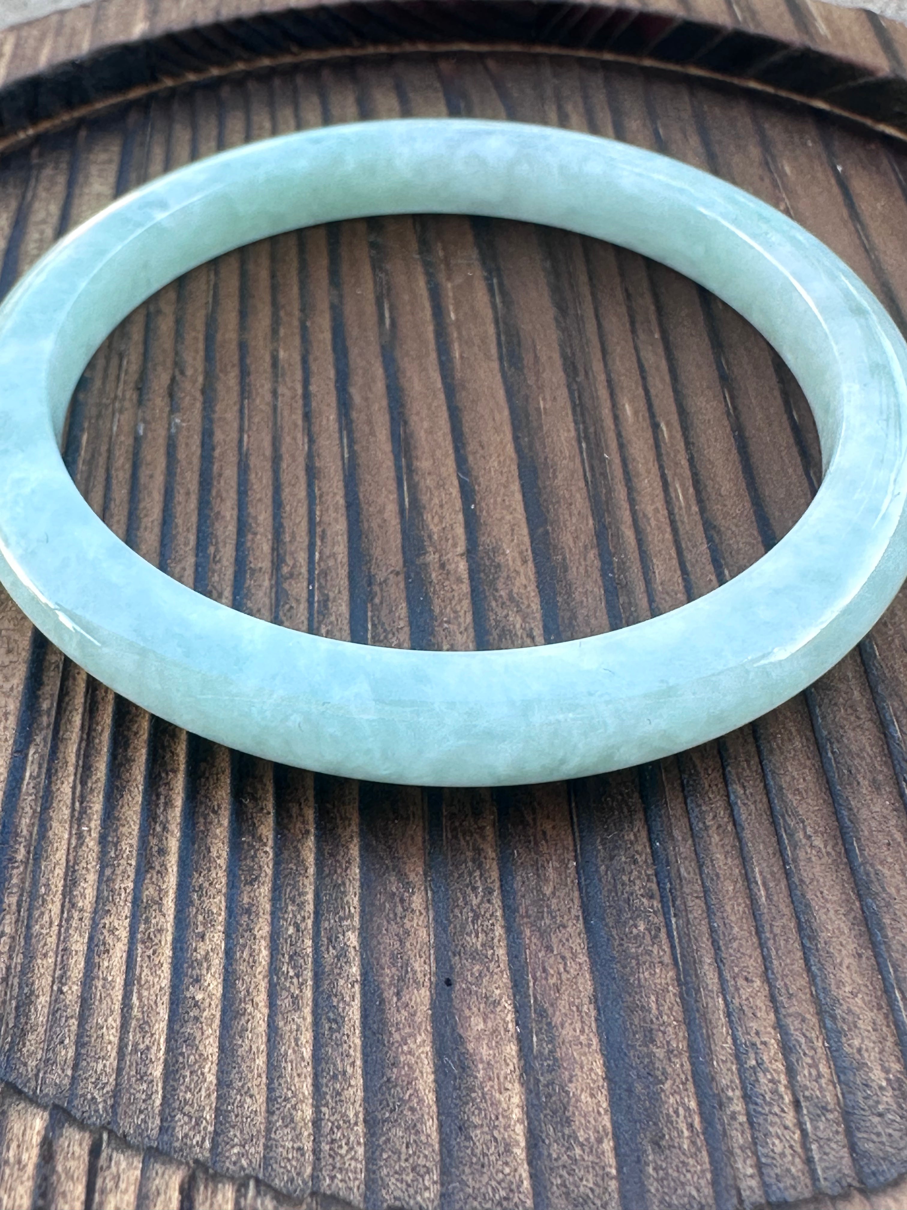 Icy Pale Green Type A Jadeite Bangle (Sz 52.0 )