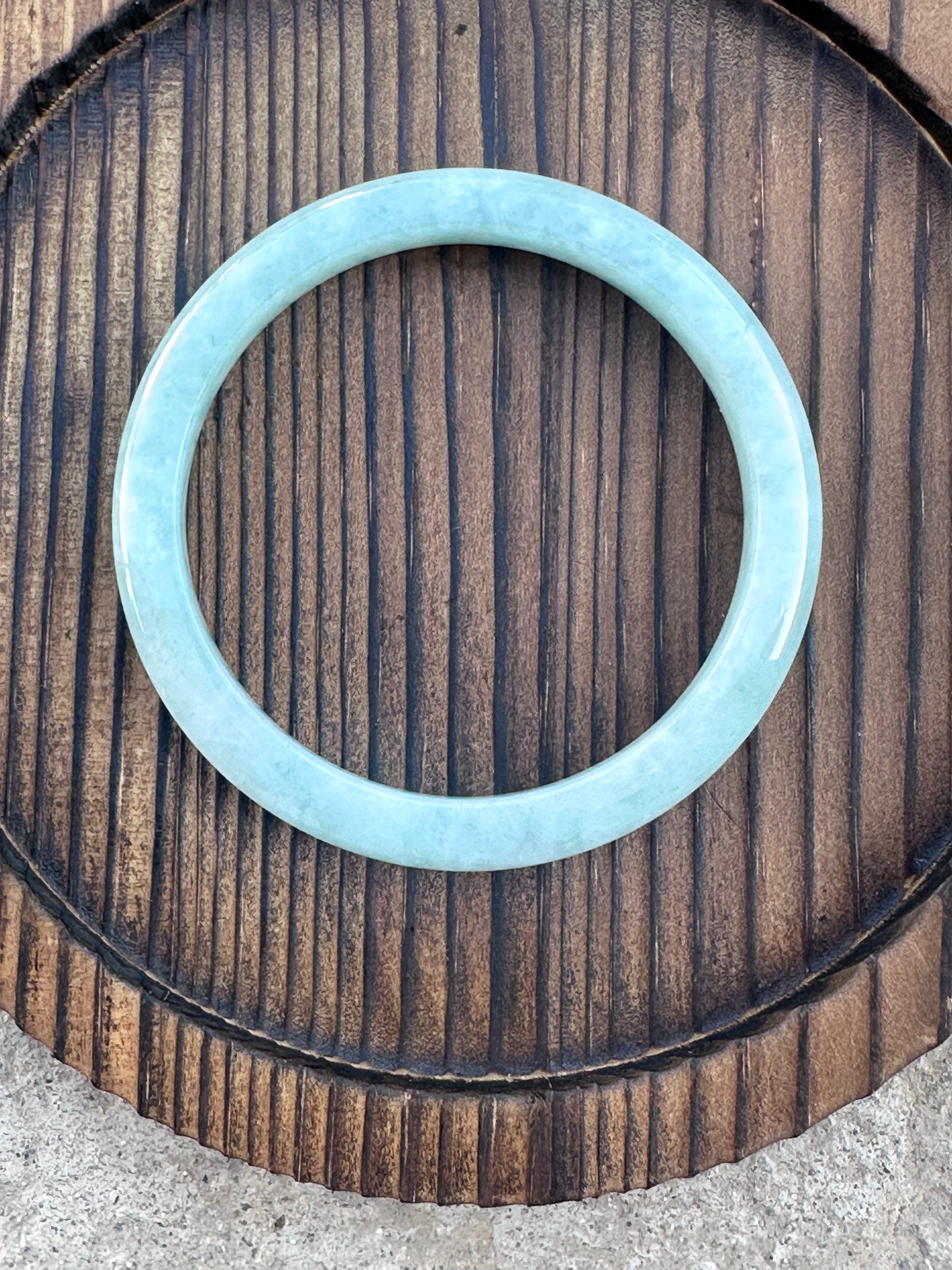 Icy Pale Green Type A Jadeite Bangle (Sz 52.0 )