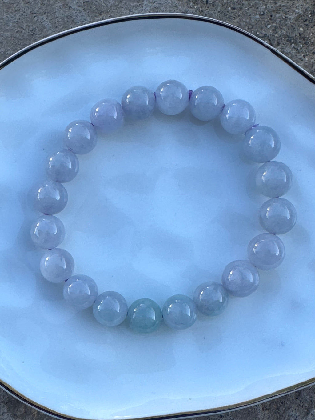 Lavender Mist Green Jadeite Bead Bracelet