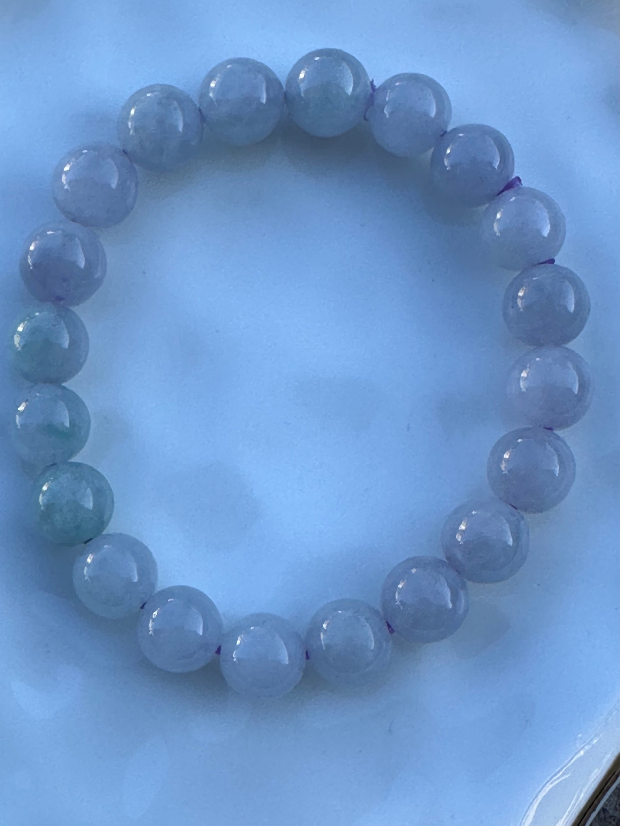 Lavender Mist Green Jadeite Bead Bracelet