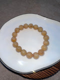 Honey Yellow Jadeite Bracelet — Heat-Treated Jadeite Beads (Uncertified)