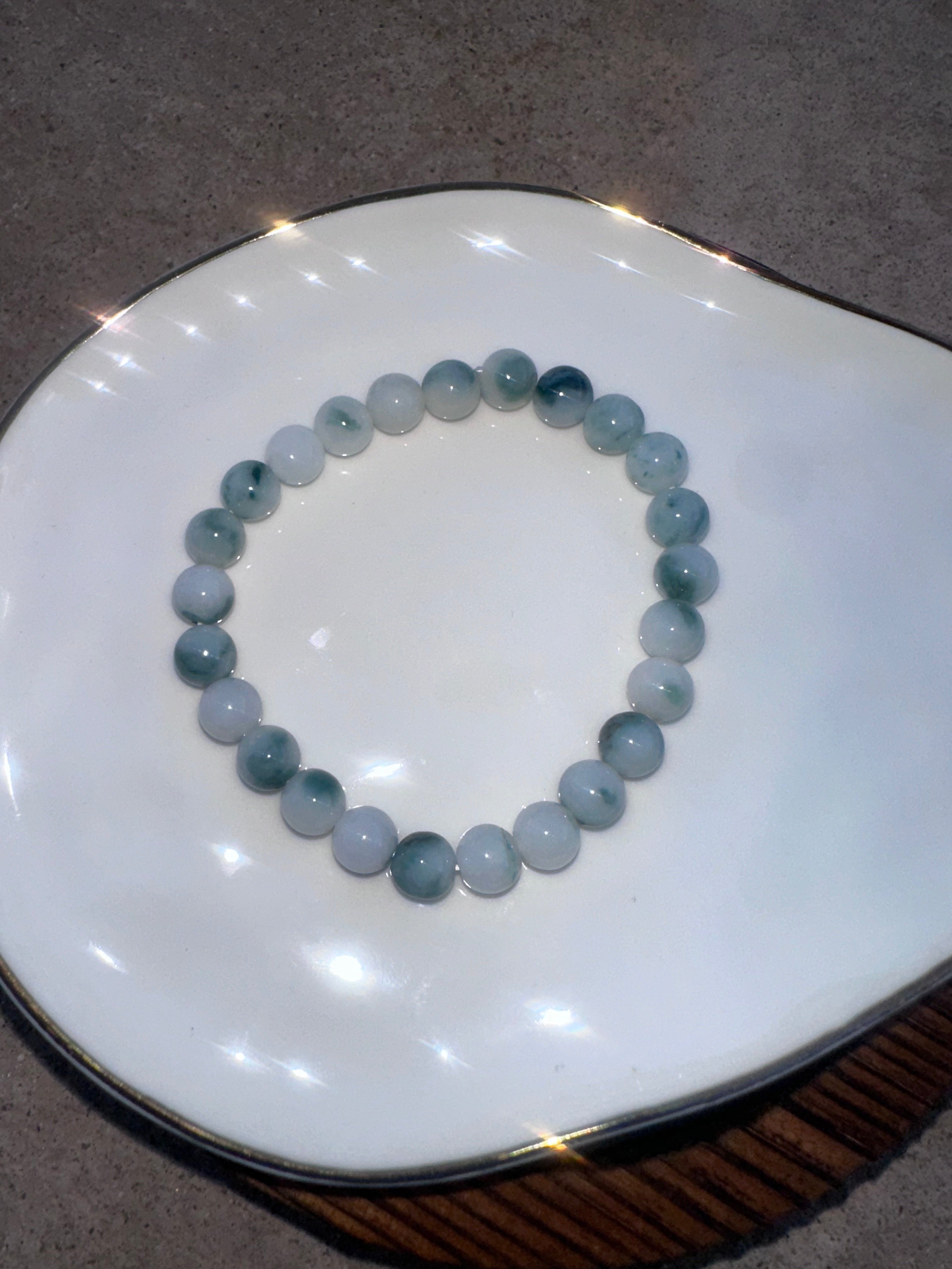 Icy Blue-Green Jadeite Beads ( Uncertified)