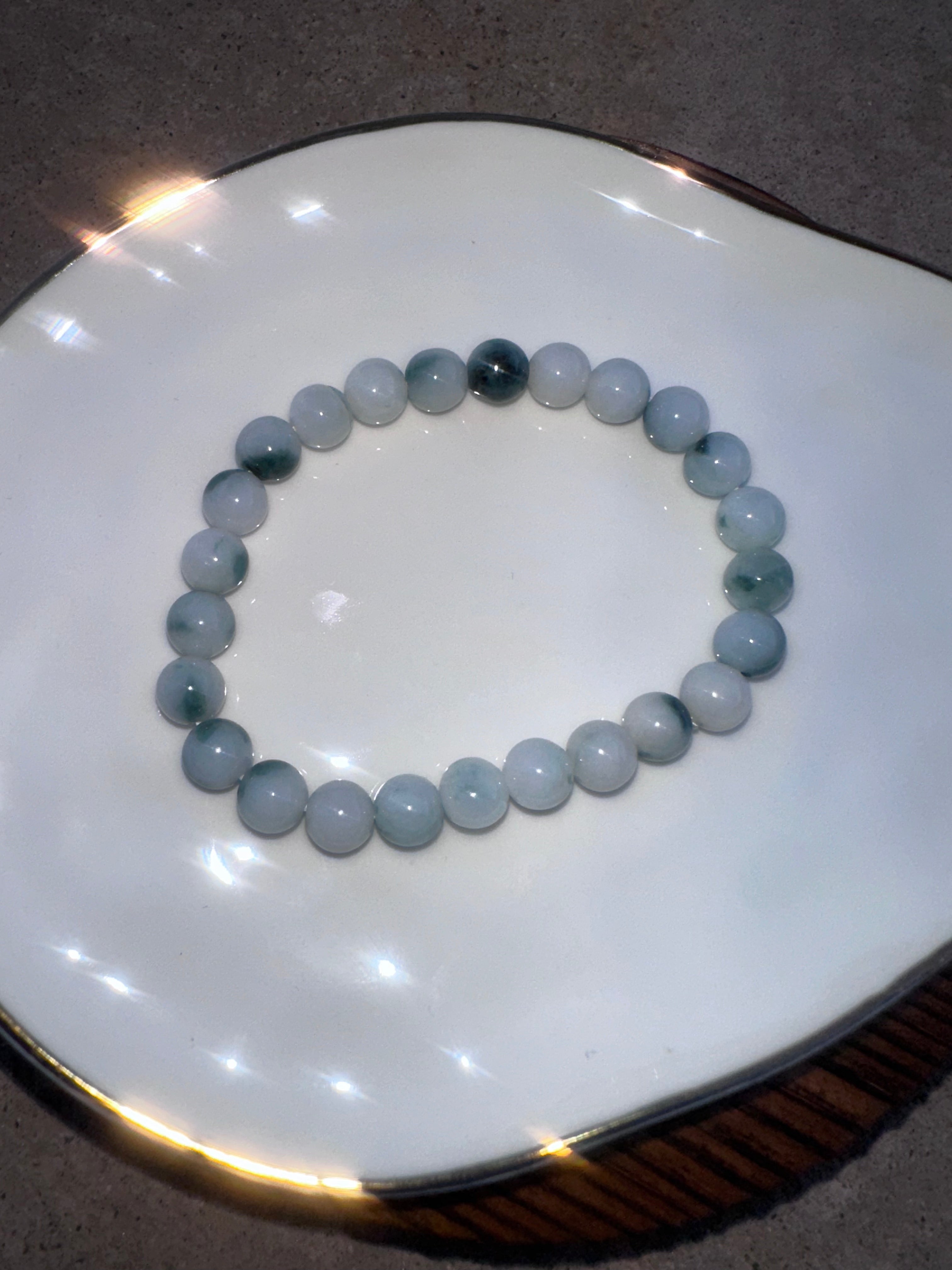 Icy Blue-Green Jadeite Beads ( Uncertified)