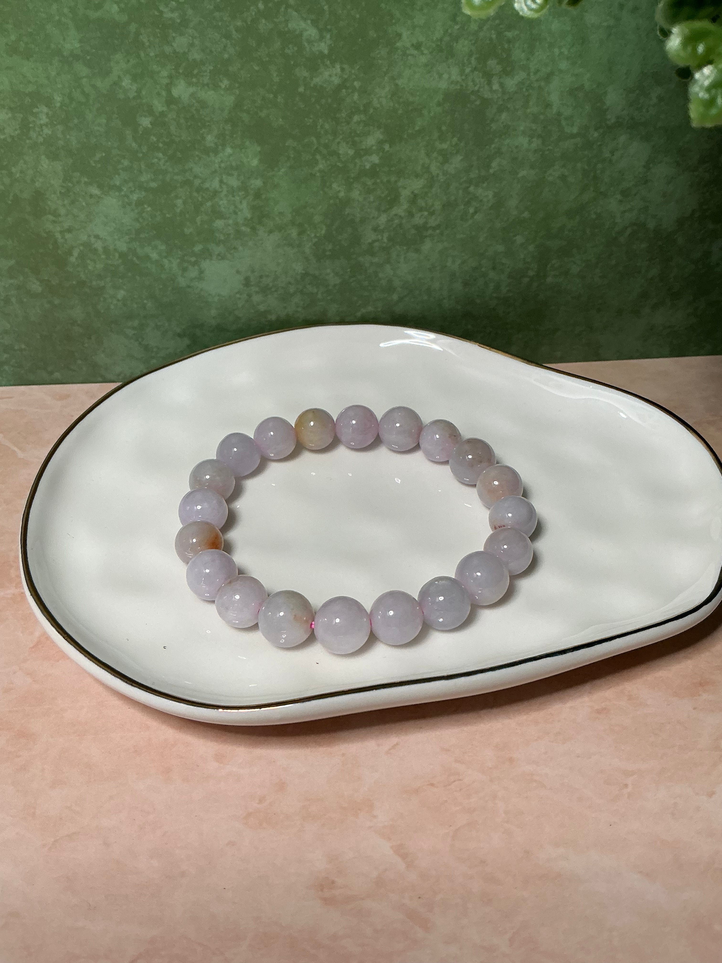 💜 Lavender Blush Jade with Natural Sajin