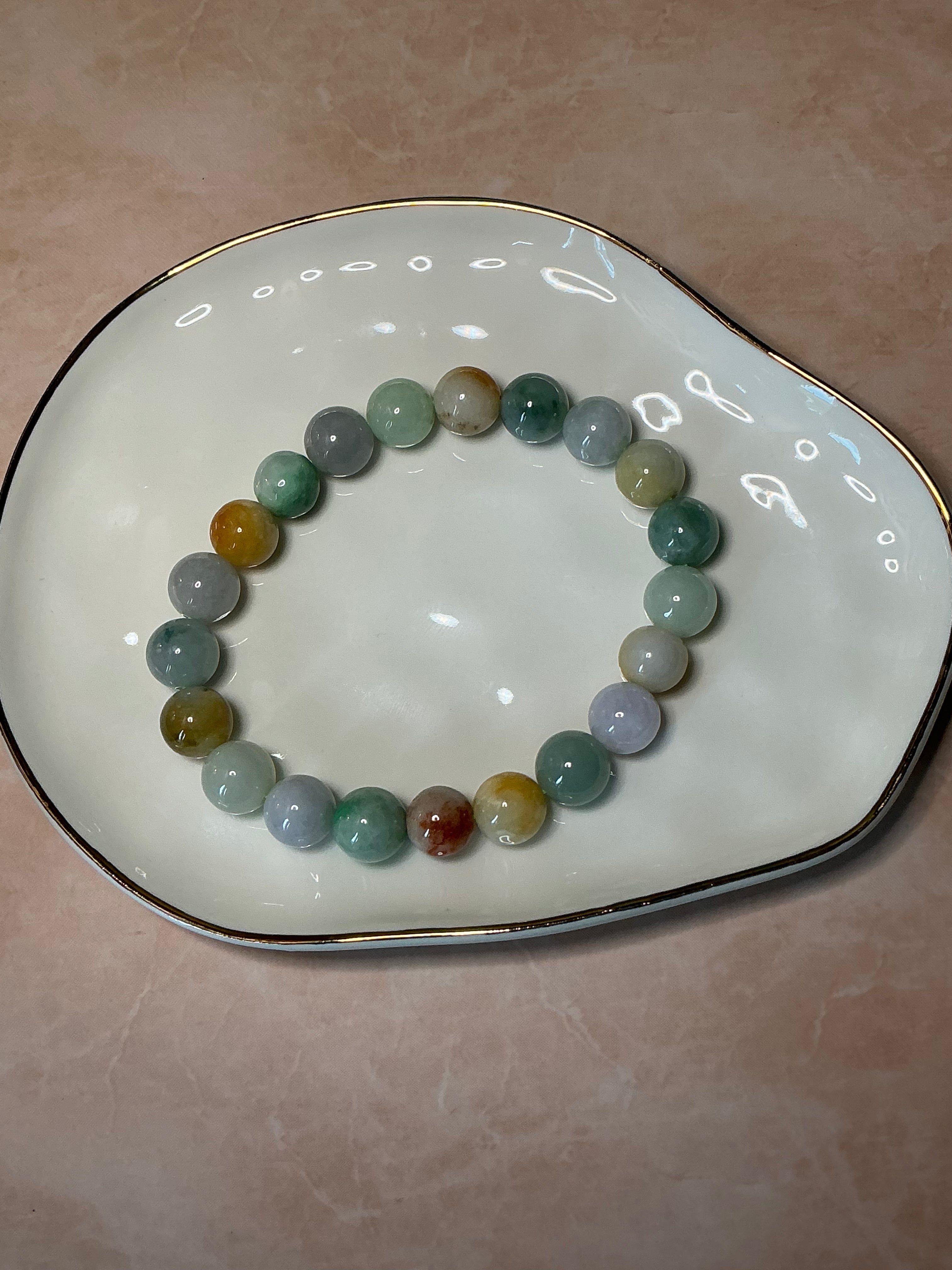 Jadeite Jade Multicolor Beaded Bracelet