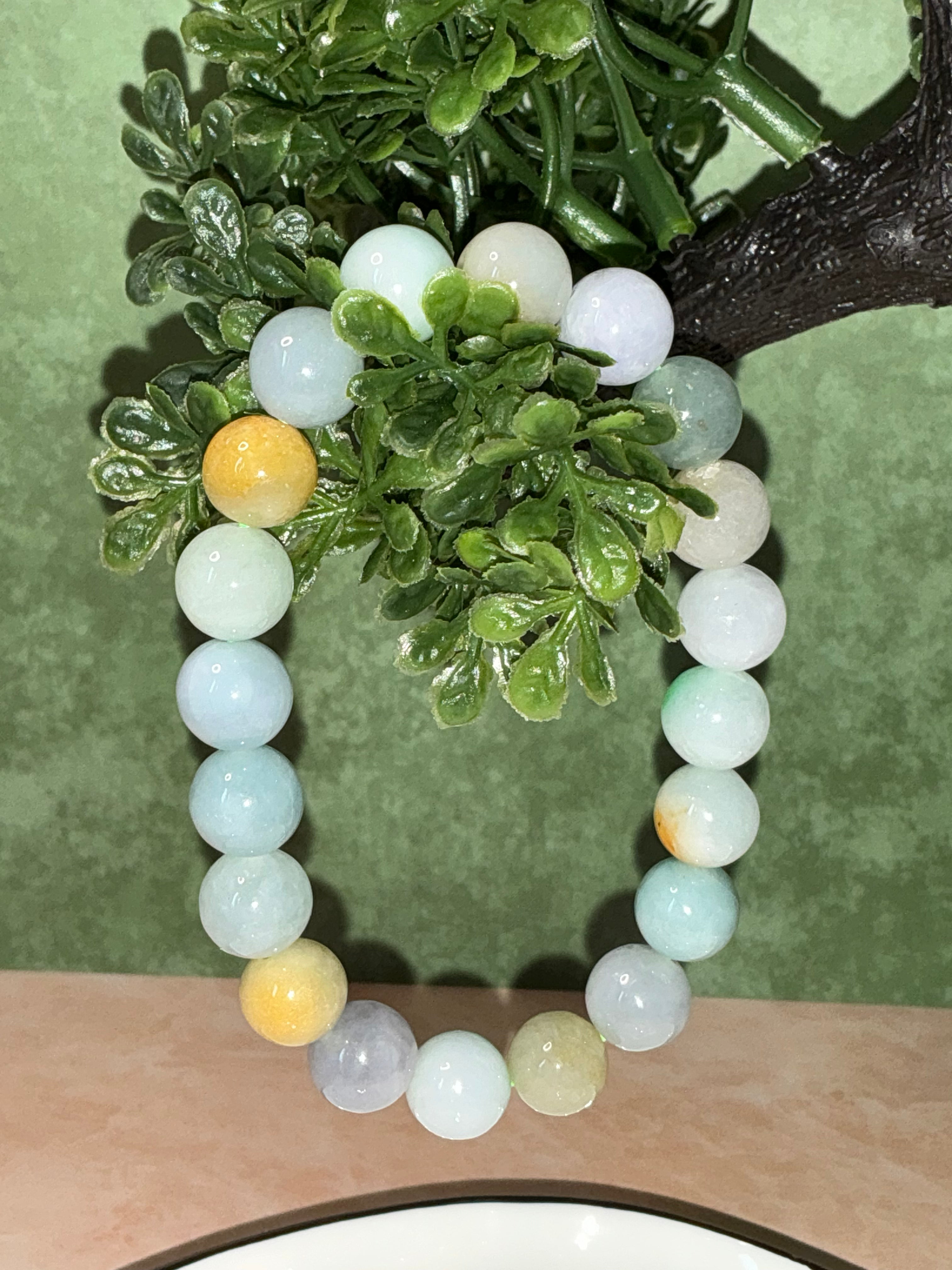 Jadeite Jade Multicolor Bead Bracelet