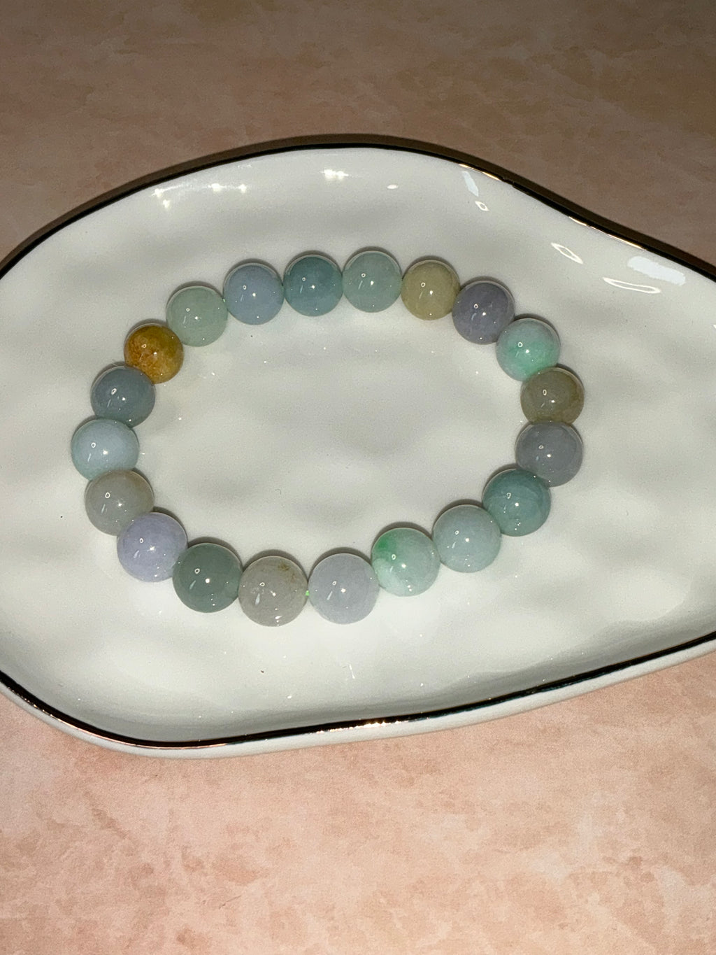 Jadeite Jade Multicolor Bead Bracelet