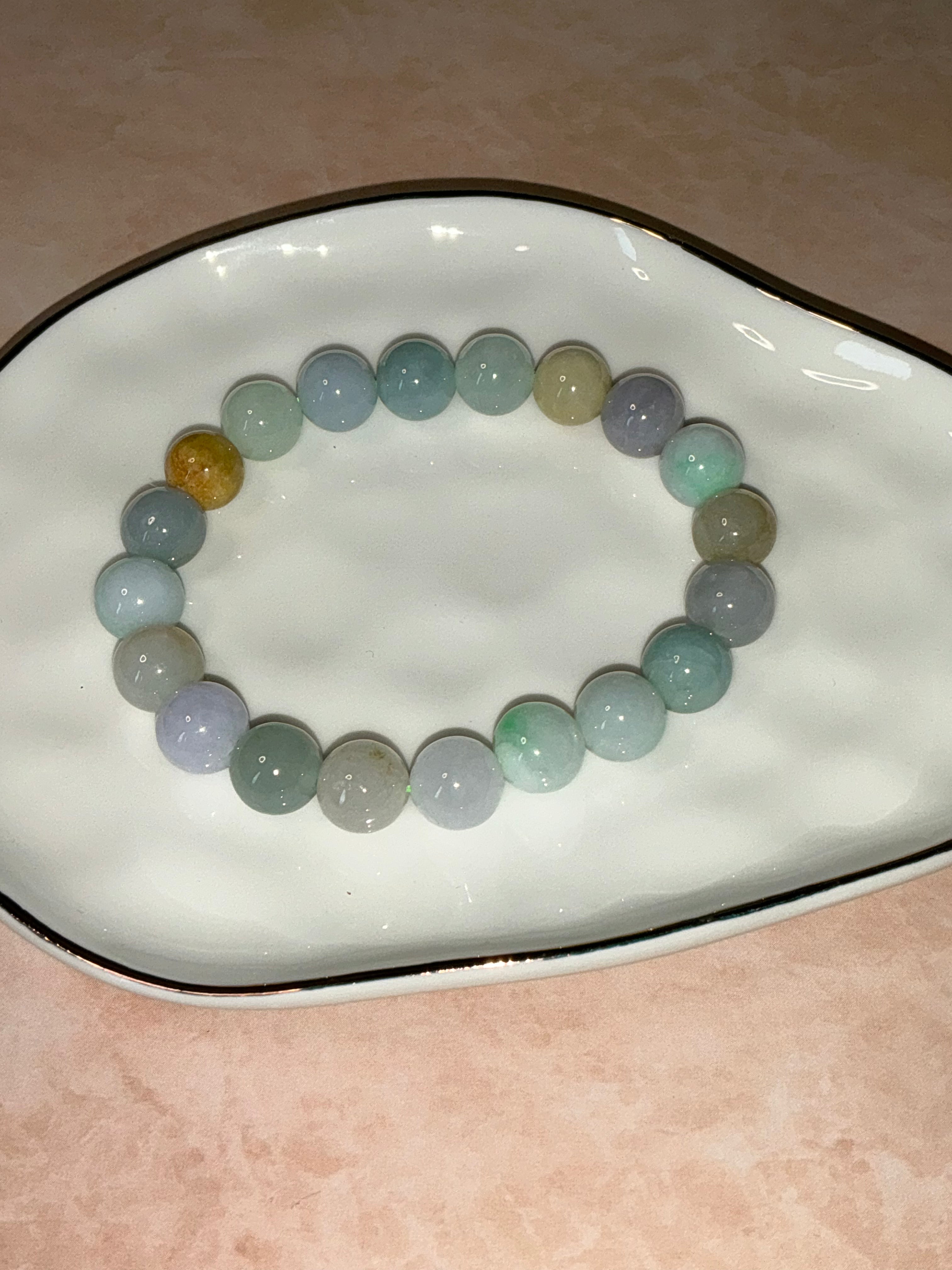 Jadeite Jade Multicolor Bead Bracelet