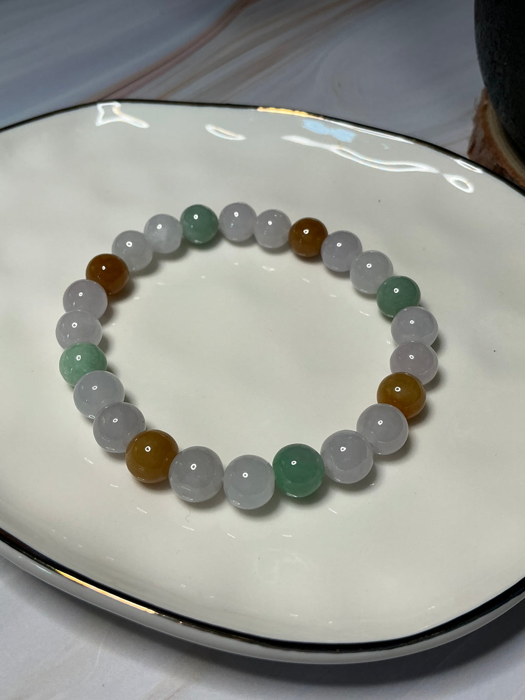 Icy Jadeite Jade Multicolor Bead Bracelet