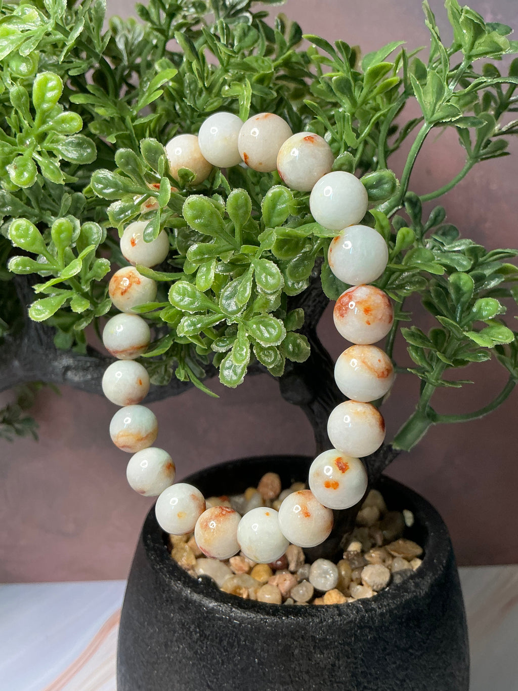 White Jadeite Jade Bracelet with Natural Sajin