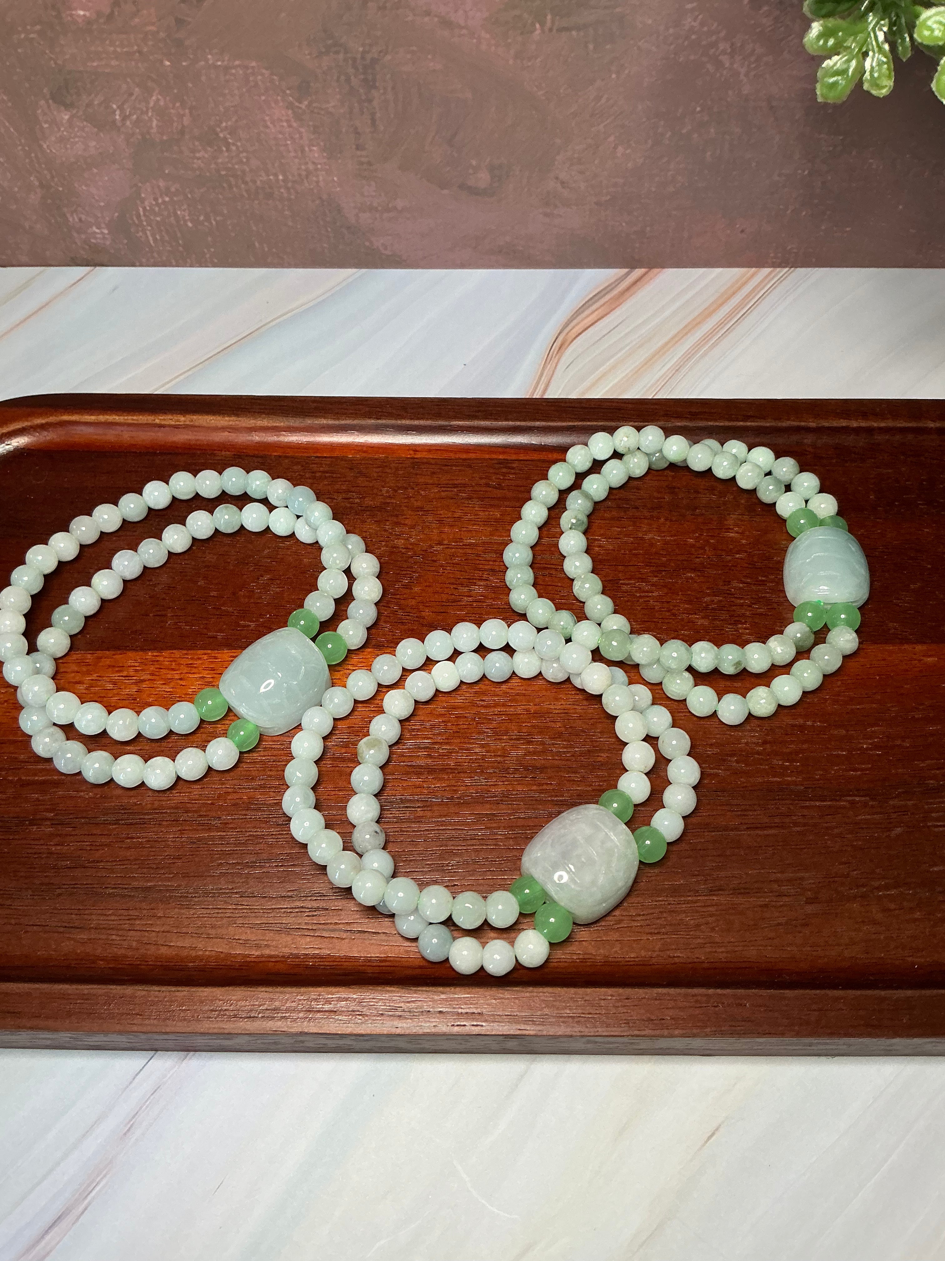 Jadeite Jade Turtle Shell Double-Strand Bracelet