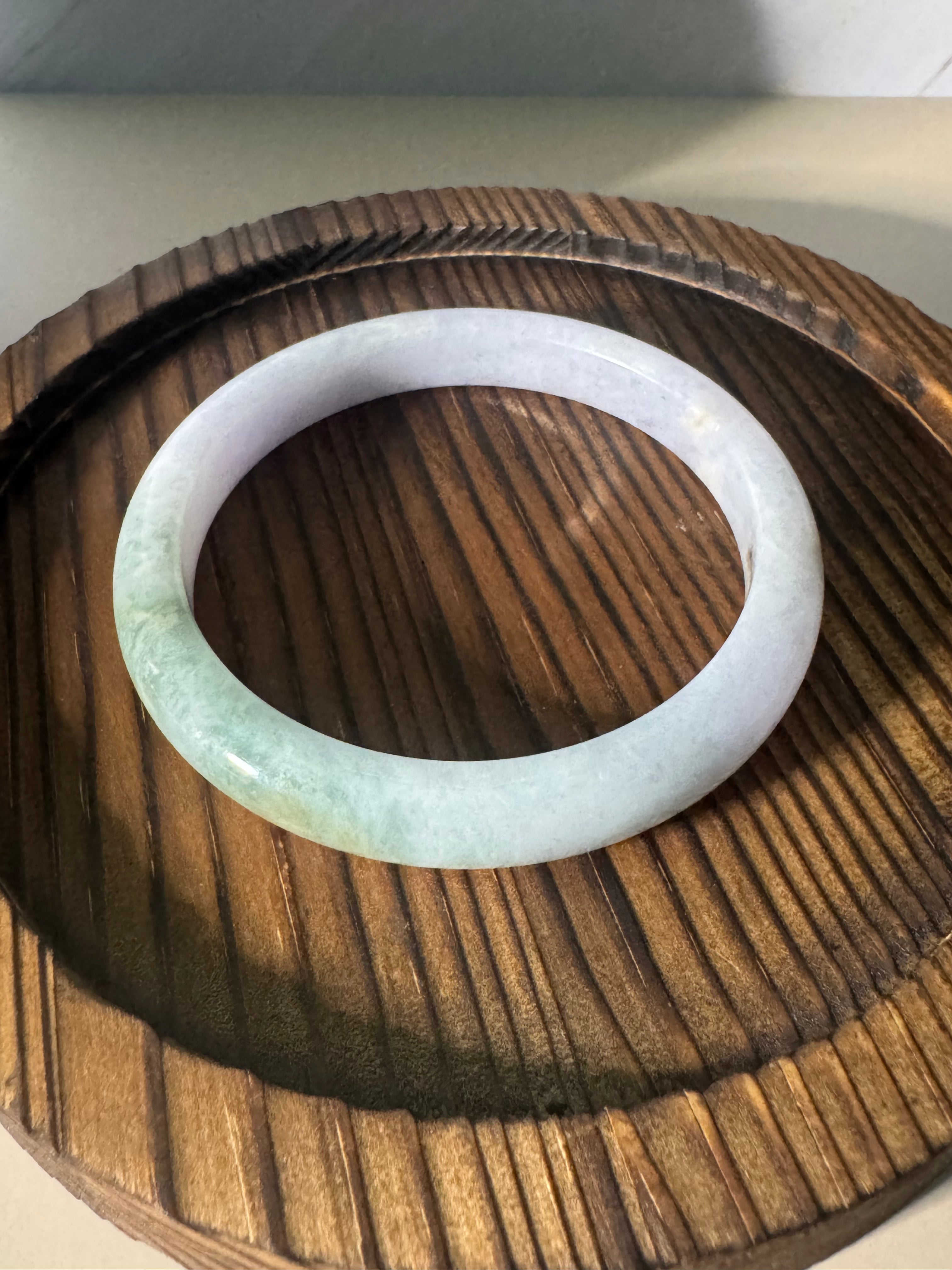 Icy Mist Jadeite Bangle (Sz 55.8)