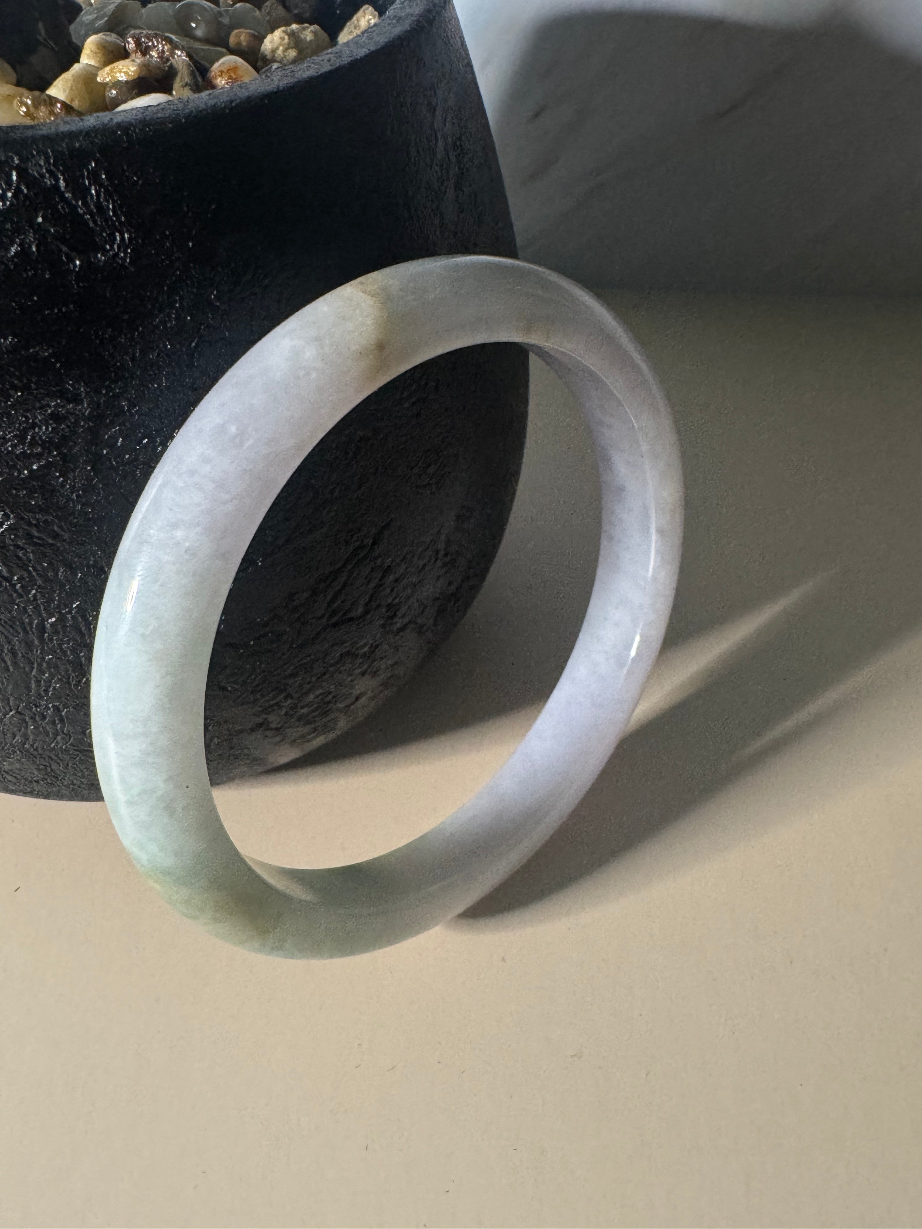 Icy Mist Jadeite Bangle (Sz 55.8)