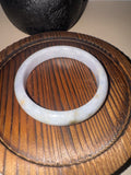 Lavender-White Jadeite Bangle with Natural Sajin (Sz 56.3)