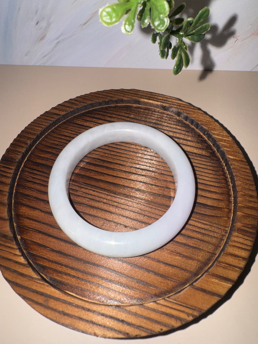 Natural White Jadeite Bangle (Sz 53.0)