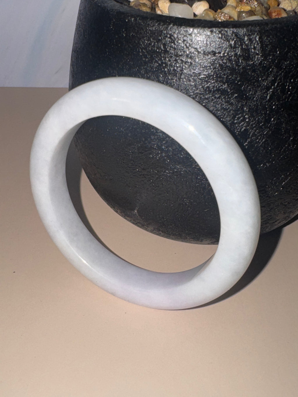 Natural White Jadeite Bangle (Sz 53.0)