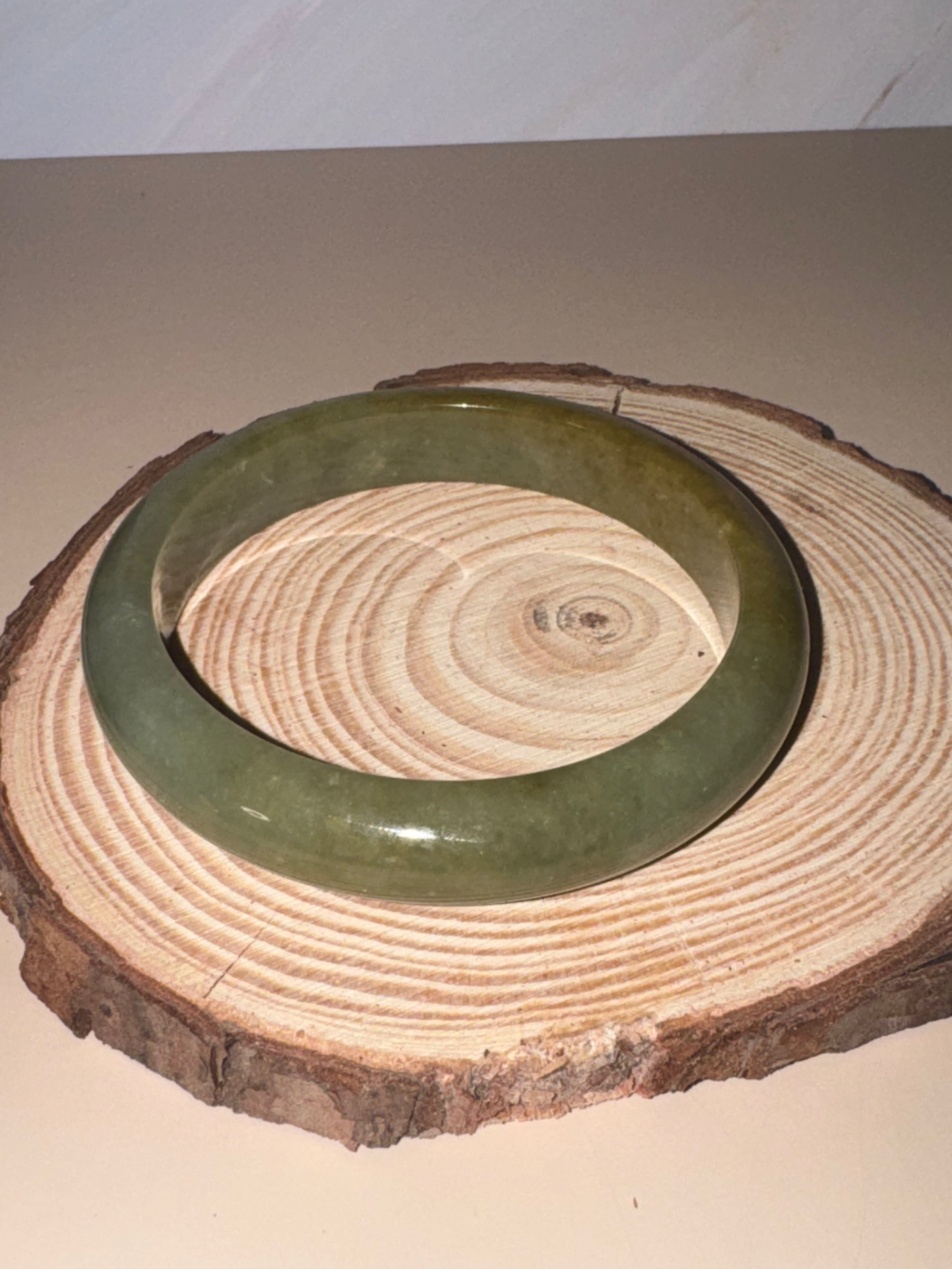 Natural Yellow-Green Jadeite Jade Bangle (Sz 53.7)
